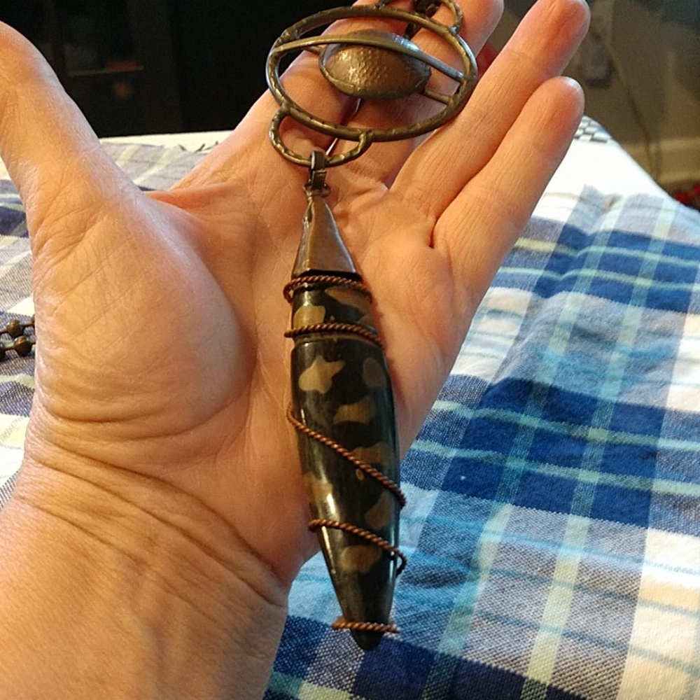 Gaboon Ebony Pendant with copper Necklace